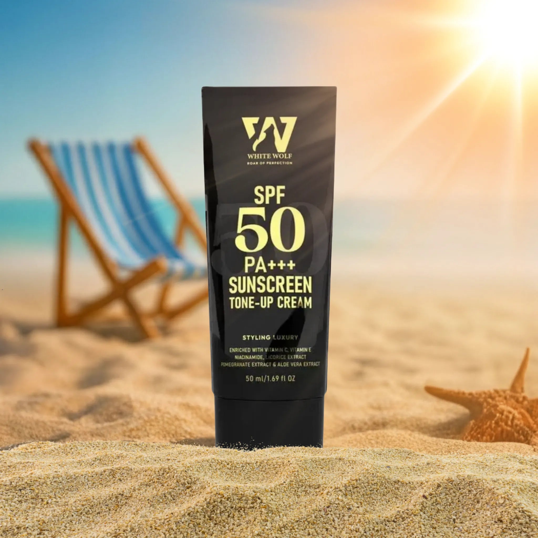 Sunscreen for men SPF 50 PA+++ tone up cream oil free matte finish 
White Wolf India