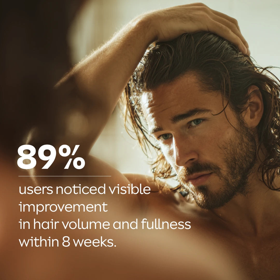 Scalp serum non greasy hair growth serum texture shot on fingertips 
White Wolf India