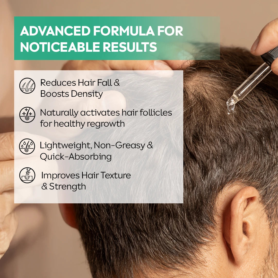 Hair fall serum daily night routine apply 1 to 2 drops on scalp 
White Wolf India