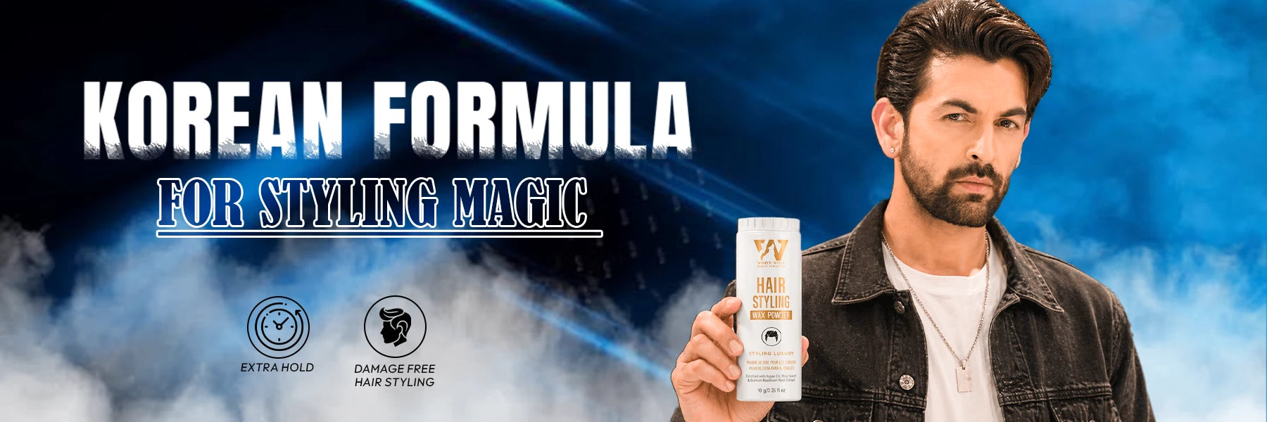 White Wolf Hair Styling Wax Powder Korean formula styling banner