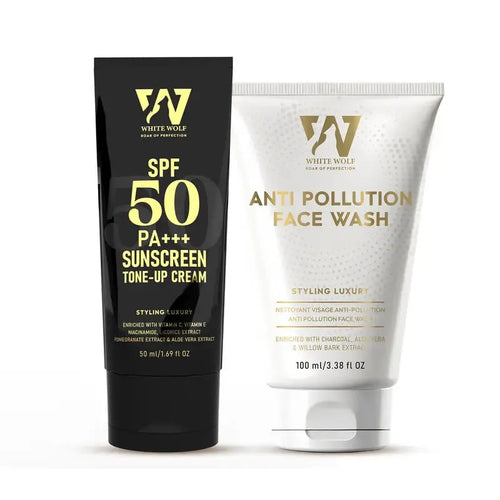 White Wolf Sunscreen and Anti Pollution Face Wash Combo