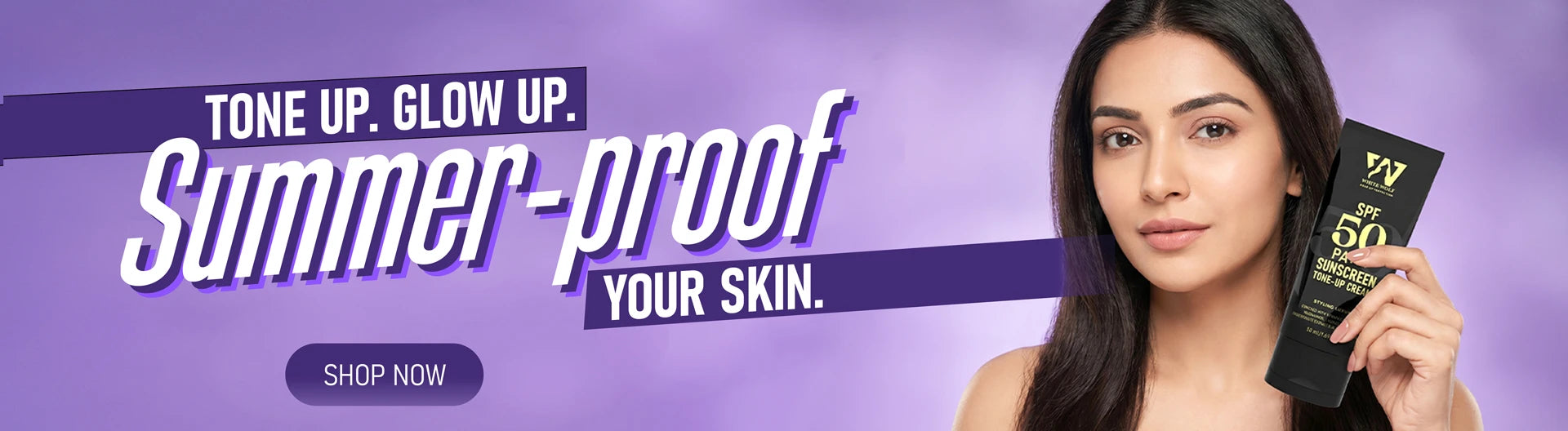 White Wolf SPF 50 PA++++ sunscreen for glowing protected skin in summer